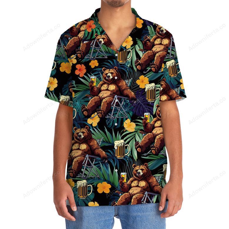 Camping Drunk Bear Hawaiian Shirt