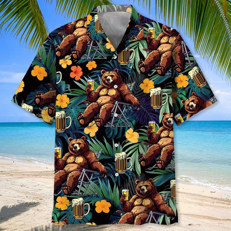 Camping Drunk Bear Hawaiian Shirt