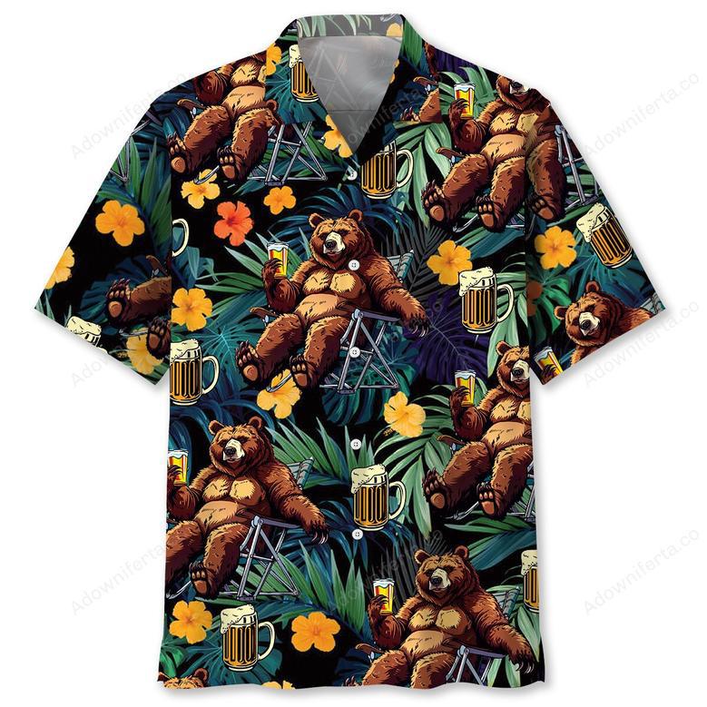 Camping Drunk Bear Hawaiian Shirt