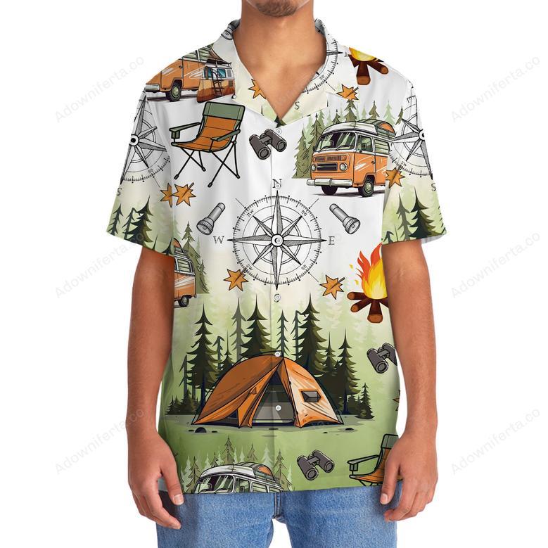 Camping Tent Compass Hawaiian Shirt