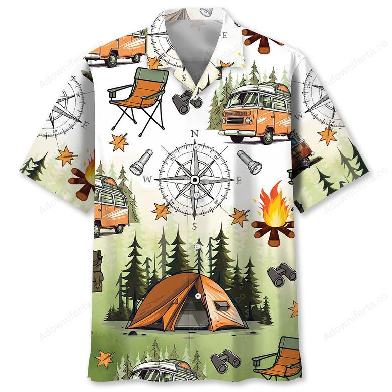 Camping Tent Compass Hawaiian Shirt