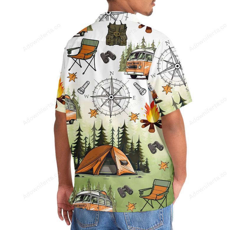 Camping Tent Compass Hawaiian Shirt