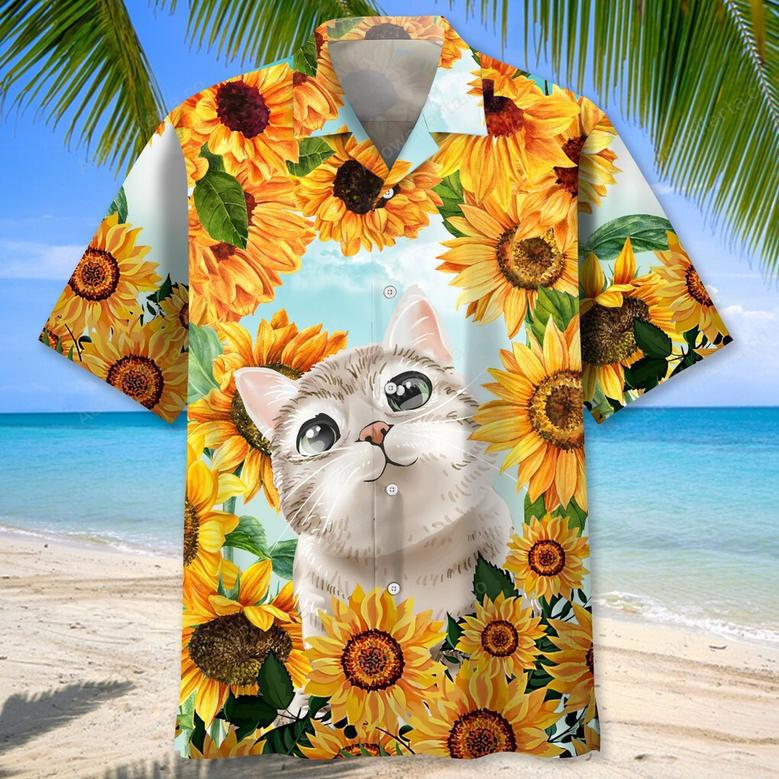 Cat Sunflower Hawaiian Shirt