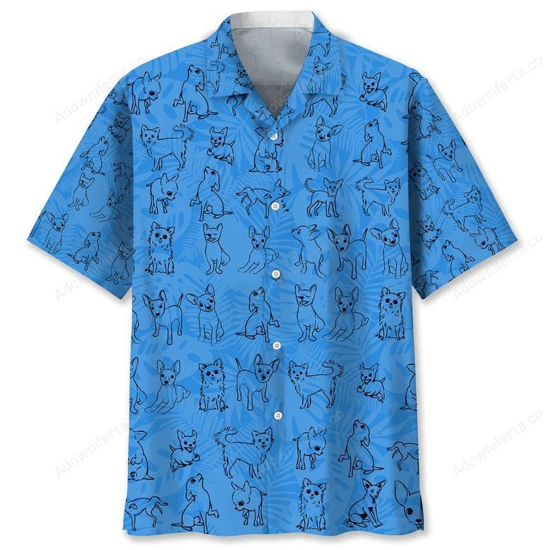 Chihuahua Blue Tropical Hawaiian Shirt