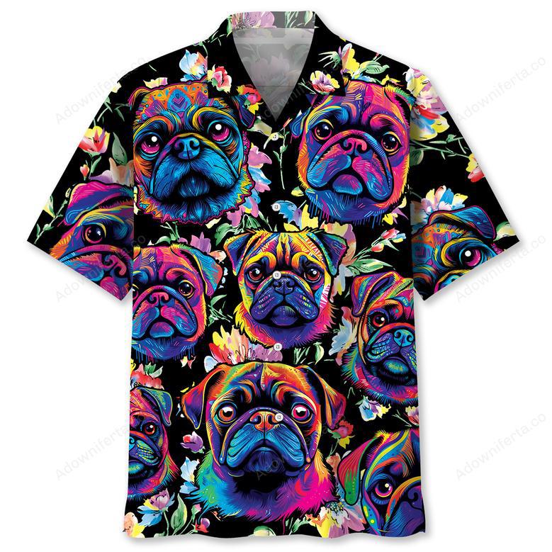 Coloful Pug Art Hawaiian Shirt