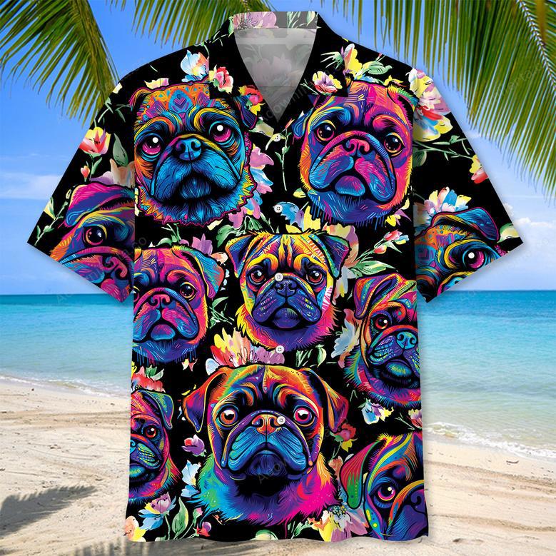 Coloful Pug Art Hawaiian Shirt