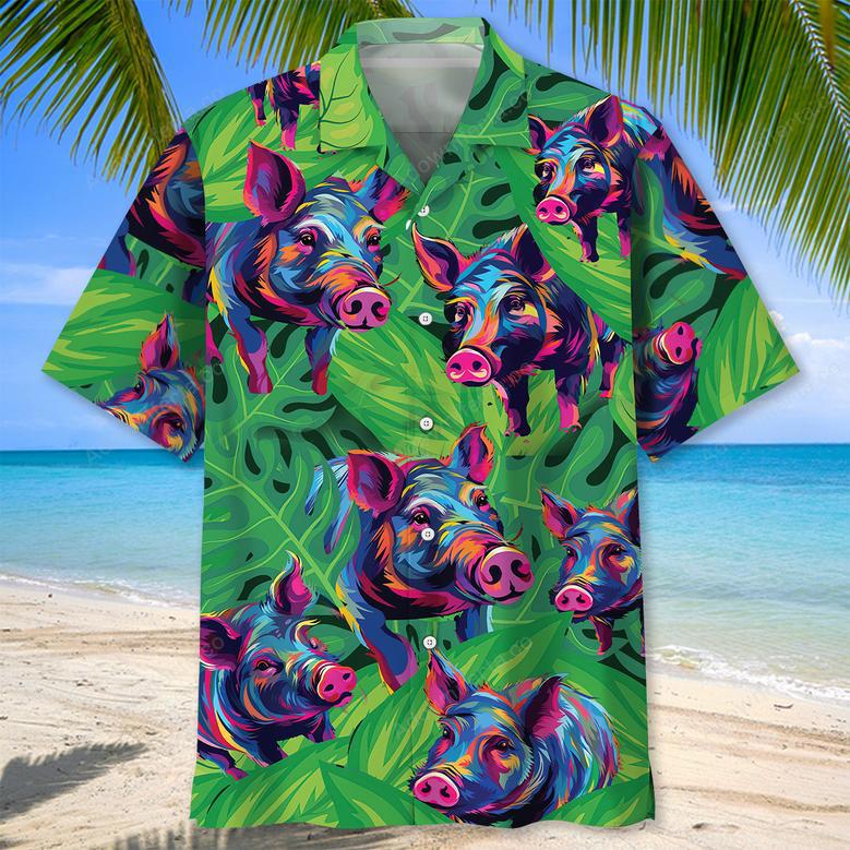 Colorful Art Graffiti Style Pig Hawaiian Shirt