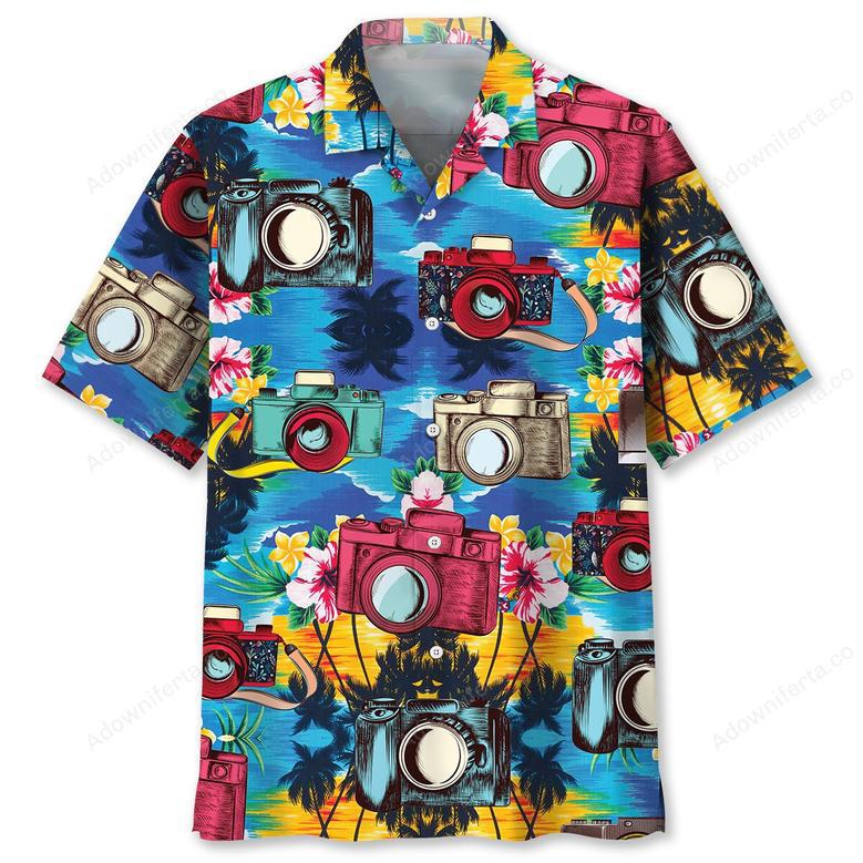 Colorful Camera Tropical Hawaiian Shirt