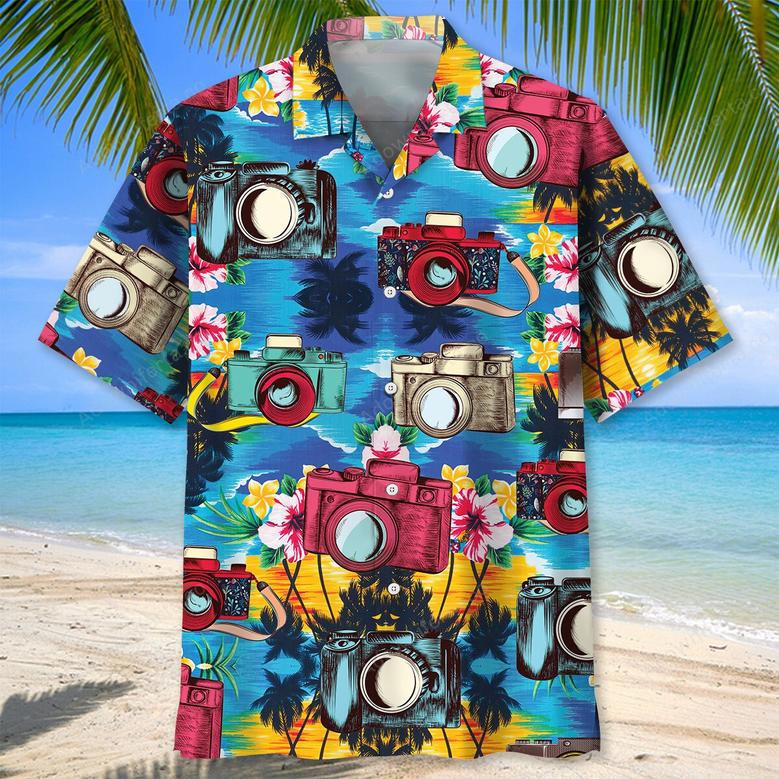 Colorful Camera Tropical Hawaiian Shirt