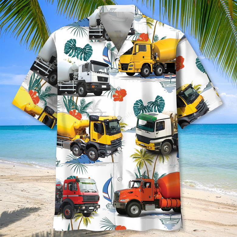 Colorful Concrete Mixer Truck Hawaiian Shirt