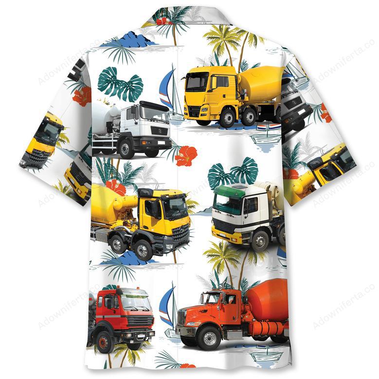 Colorful Concrete Mixer Truck Hawaiian Shirt