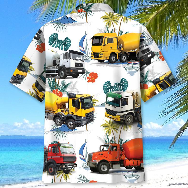 Colorful Concrete Mixer Truck Hawaiian Shirt