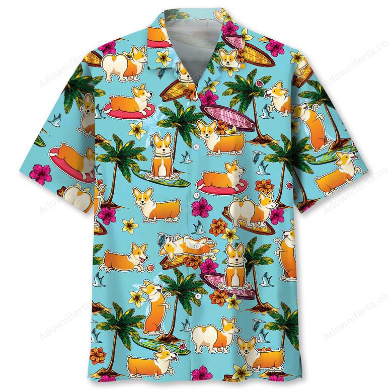 Corgi Beach Hawaiian Shirt