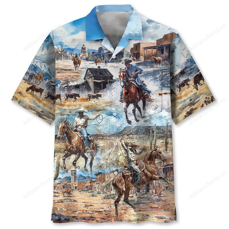 Cowboy Life Vintage Art Pocket Hawaiian Shirt