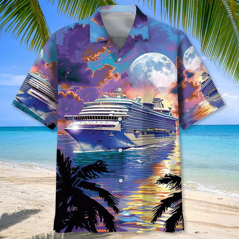 Cruise Ship Sun Set Art Hawaiian Shirt