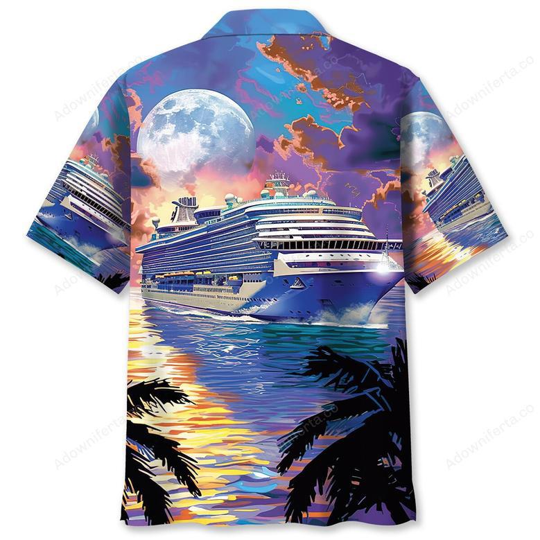 Cruise Ship Sun Set Art Hawaiian Shirt