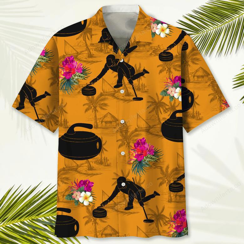 Curling Orange Tropical Hawaiian Shirt