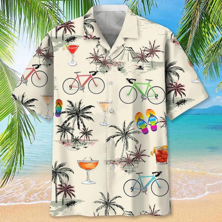 cycling beach coconut hawaiian shirt