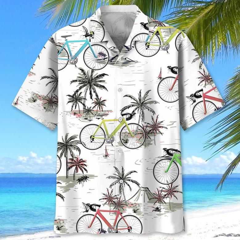 cycling coconut hawaiian shirt