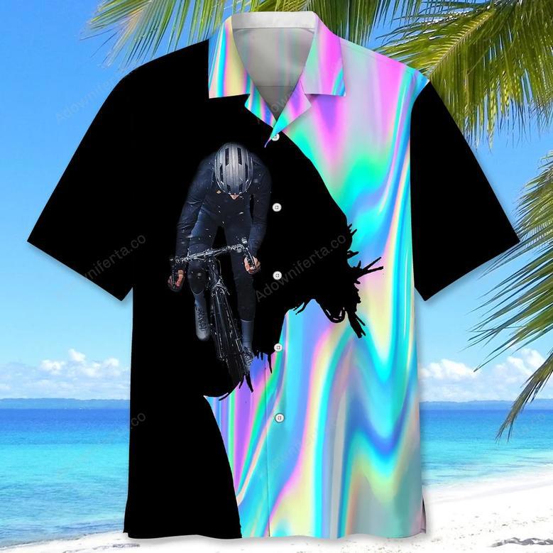 cycling liquid metal hawaiian shirt