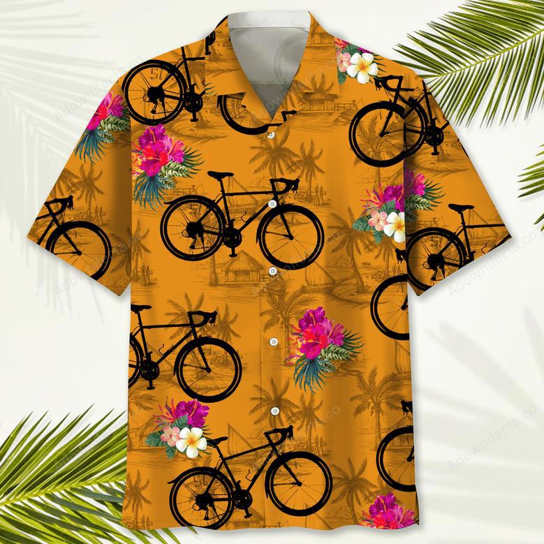 Cycling Orange Tropical Hawaiian Shirt