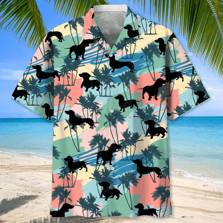 Dachshund Coconut Palm Hawaiian Shirt