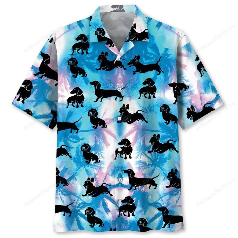 Dachshund Neon Tropical Hawaiian Shirt