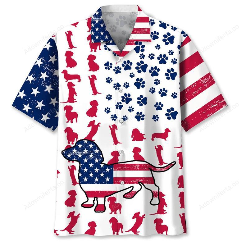 Dachshund Usa Flag Hawaiian Shirt