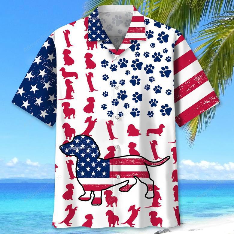 Dachshund Usa Flag Hawaiian Shirt