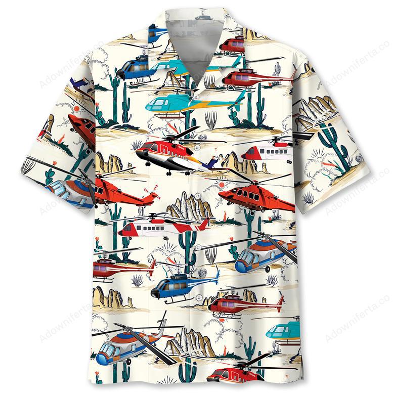 Desert Colorful Helicopter Hawaiian Shirt