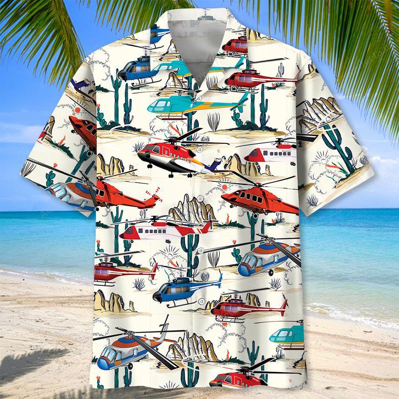 Desert Colorful Helicopter Hawaiian Shirt