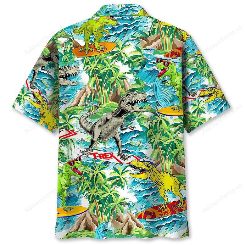 Dinosaur Surfing Hawaiian Shirt