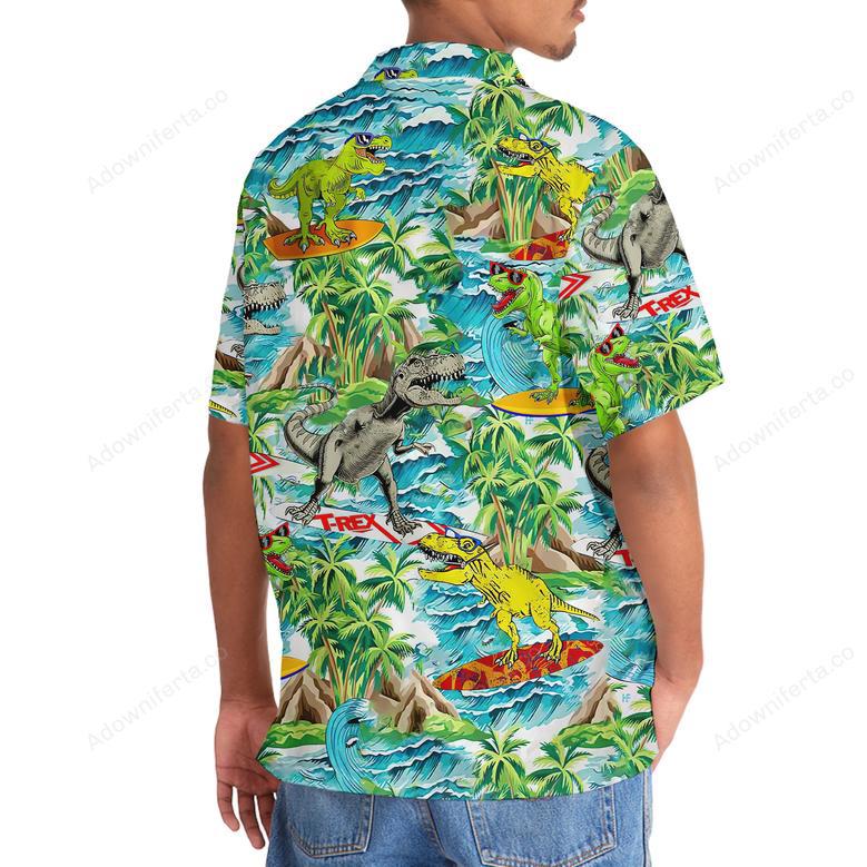 Dinosaur Surfing Hawaiian Shirt