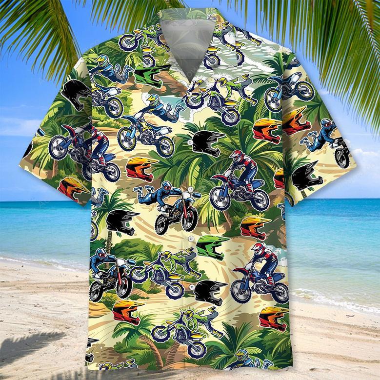 Dirt Bike Tropical Terrain Hawaiian Shirt