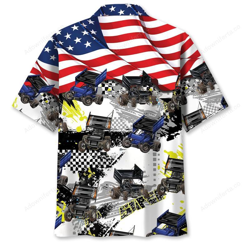 Dirt Track Racing Sprint Car USA Hawaiian Shirt