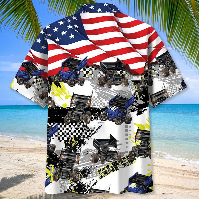 Dirt Track Racing Sprint Car USA Hawaiian Shirt