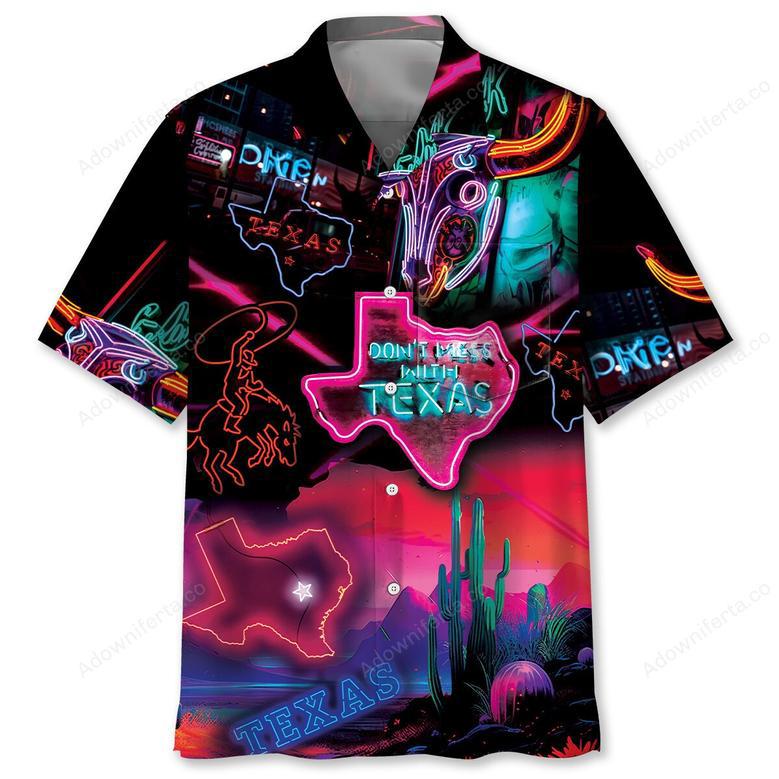 Don't Mess With Texas Neon Style Pocket Hawaiian Shirt