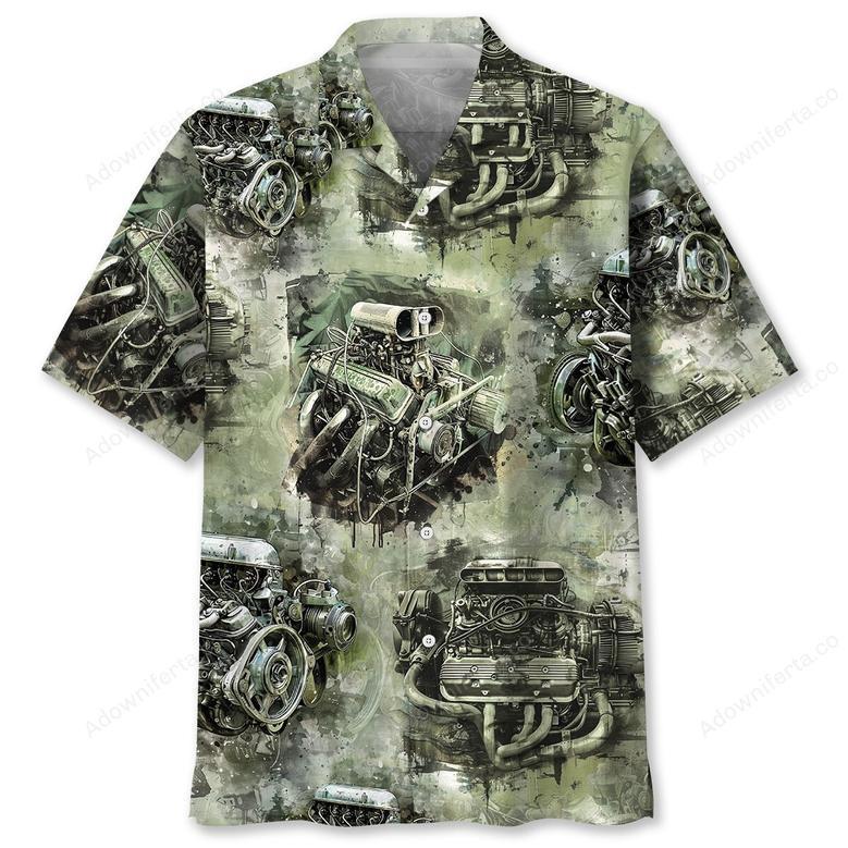 Drag Racing Engine Hawaiian Shirt