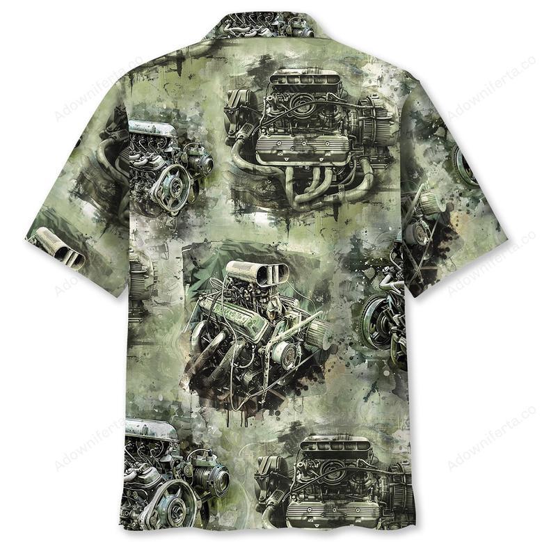 Drag Racing Engine Hawaiian Shirt