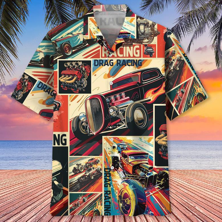 Drag Racing Retro Magazine Hawaiian Shirt