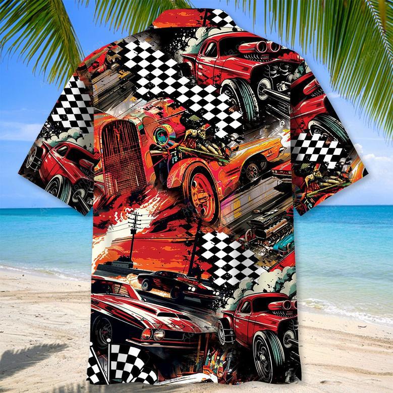 Drag Racing Retro Red Hawaiian Shirt