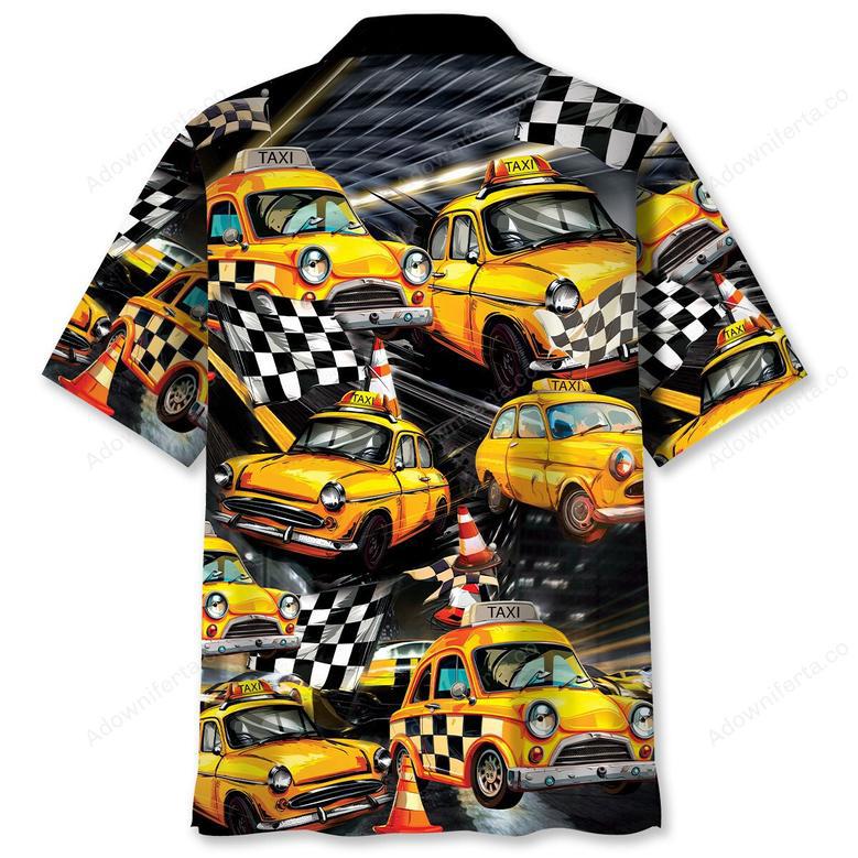 Drag Racing Yellow Taxi Car Hawaiian Shirt