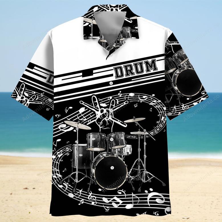 Drum Black & White Hawaiian Shirt