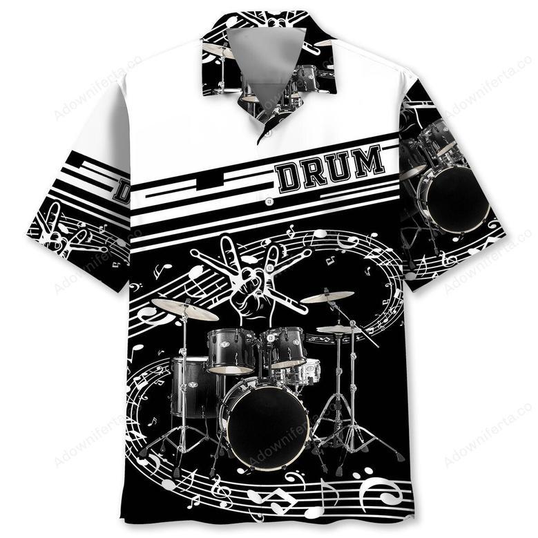 Drum Black & White Hawaiian Shirt