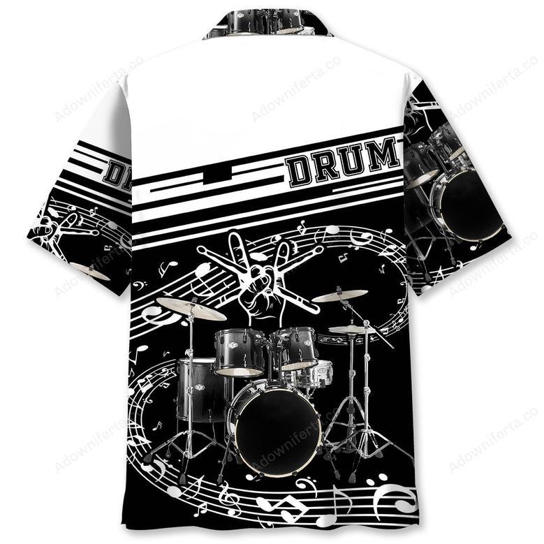 Drum Black & White Hawaiian Shirt