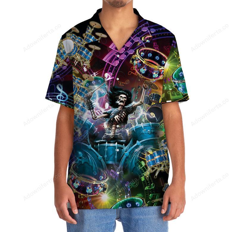 Drum Skull Hawaiian Shirt