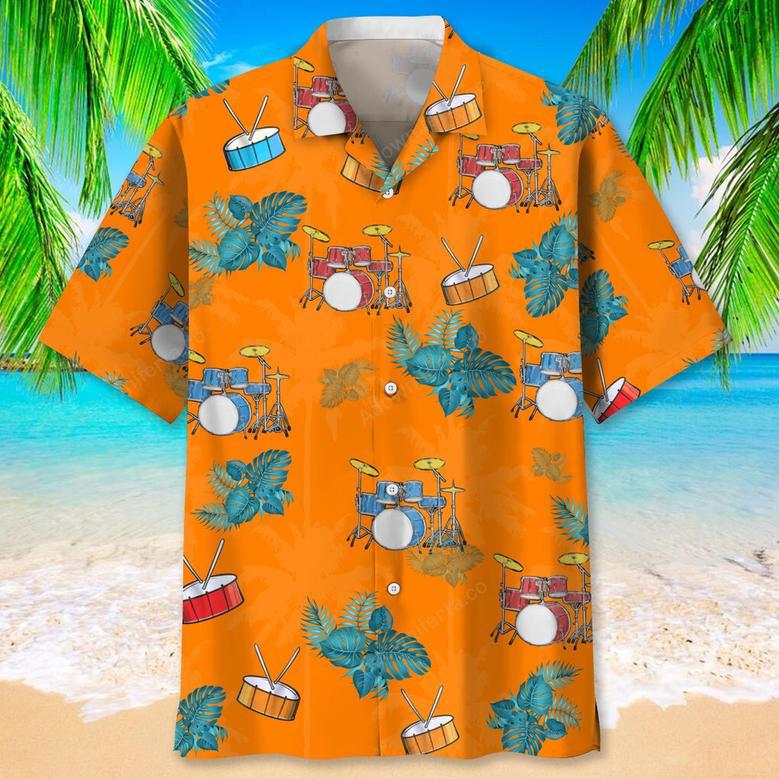 Drum Tropical Orange Hawaiian Shirt