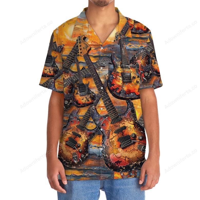 Electric Guitar Art Sunset Hawaiian Shirt