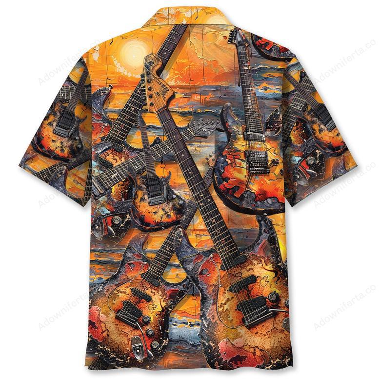 Electric Guitar Art Sunset Hawaiian Shirt