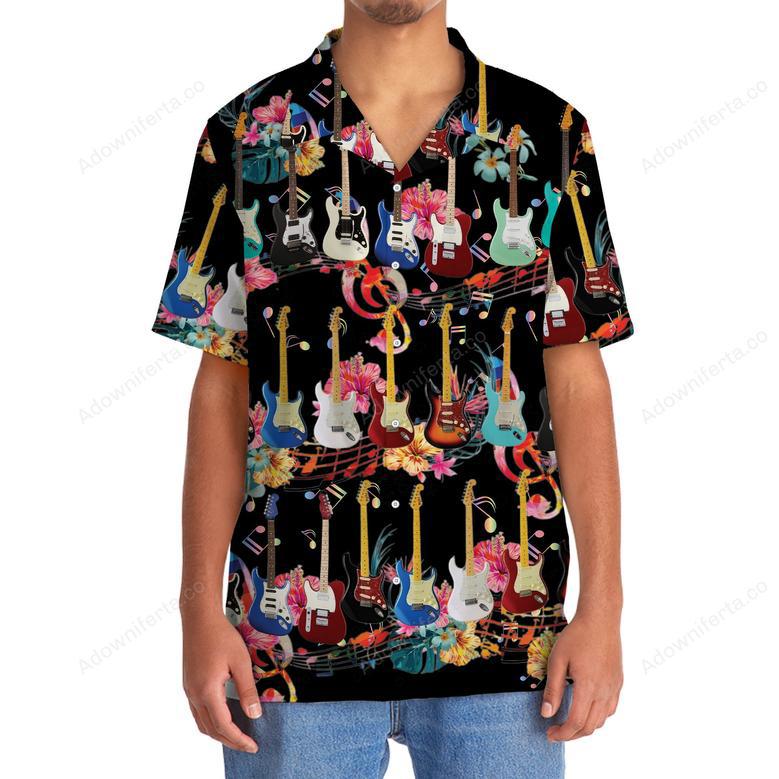 Electric Guitar Flower Hawaiian Shirt